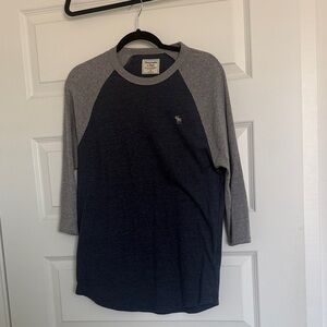 Abercrombie & Fitch Navy and Gray Long Sleeve Tee